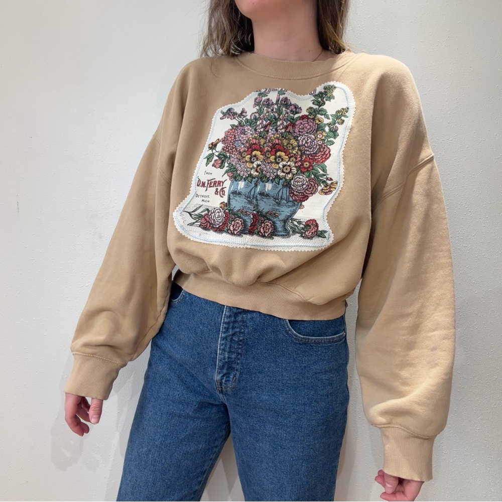 Floral Patchwork Cropped Sweatshirt - image 3
